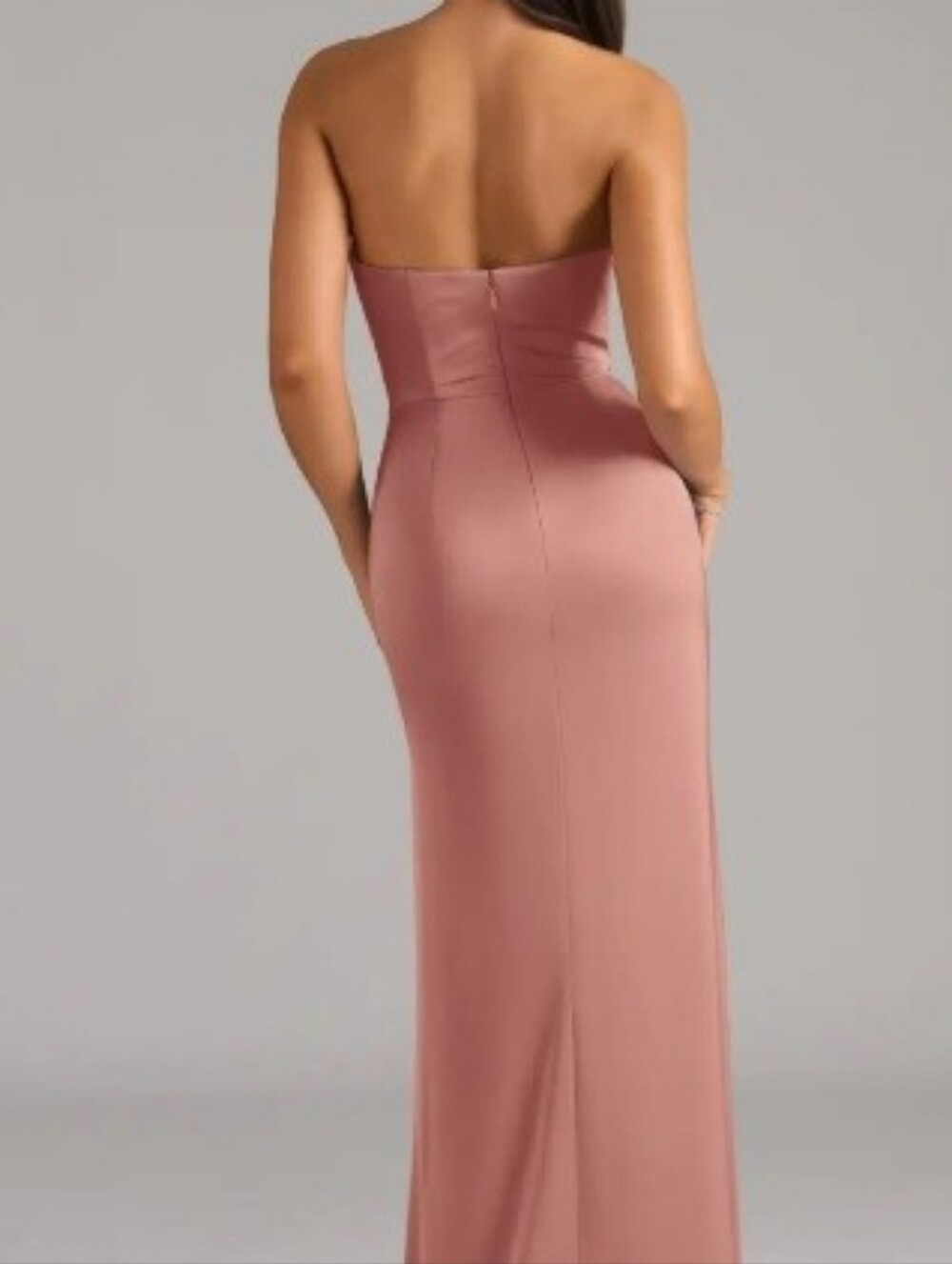 Azazie Blush Pink Satin Evening  Gown Sweetheart Neckline Slit Size A12 - Picture 10 of 10